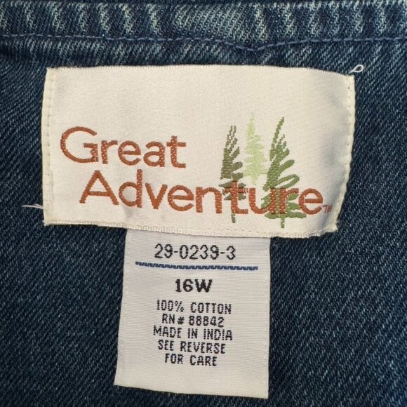 Vintage 90s Great Adventure Denim Long Button Front Midi Length Overcoat Jacket - Picture 8 of 10